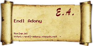 Endl Adony névjegykártya